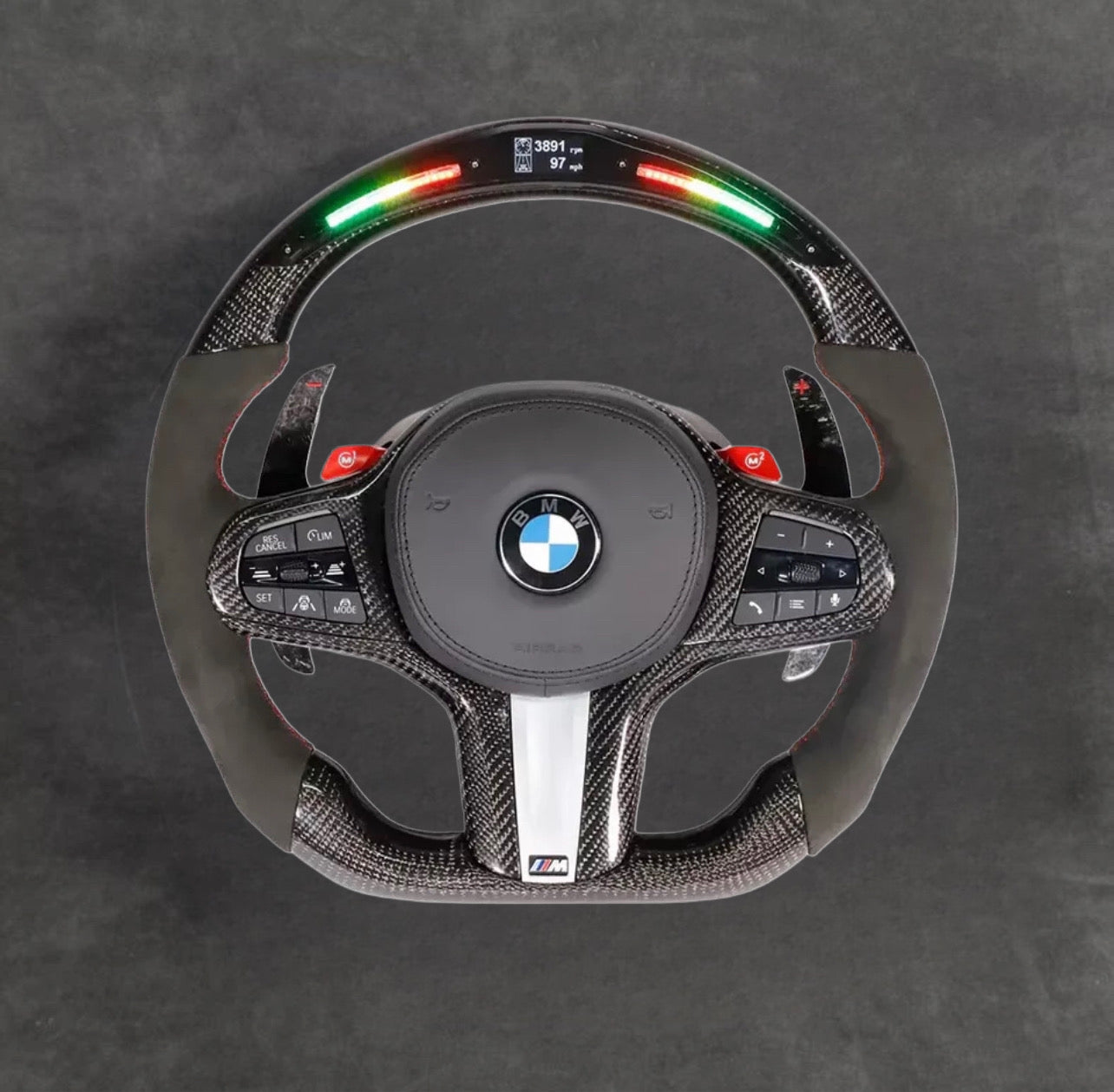 LED Carbon Fiber Steering Wheel M-Perfromance Edition G-Series F91/ F92/ F93/F95/F96/F90 LCI/F87 LCI Steeringwheels.cy