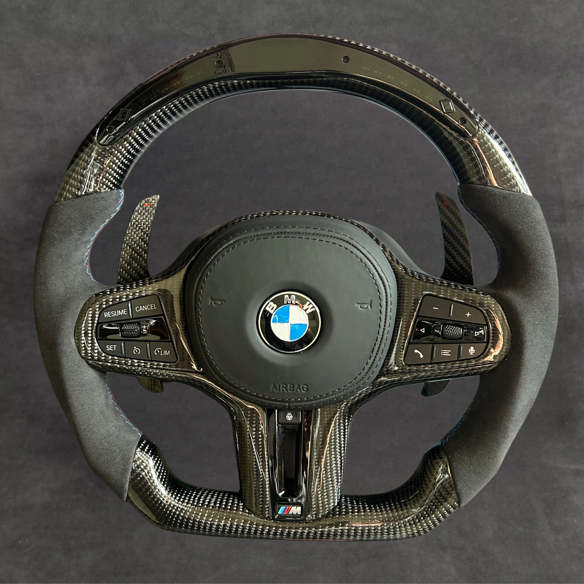 LED Carbon Fiber Steering Wheel M-Performance ULTIMATE CARBON Edition G-Series F91/ F92/ F93/F95/F96/F90 LCI/F87 LCI Steeringwheels.cy
