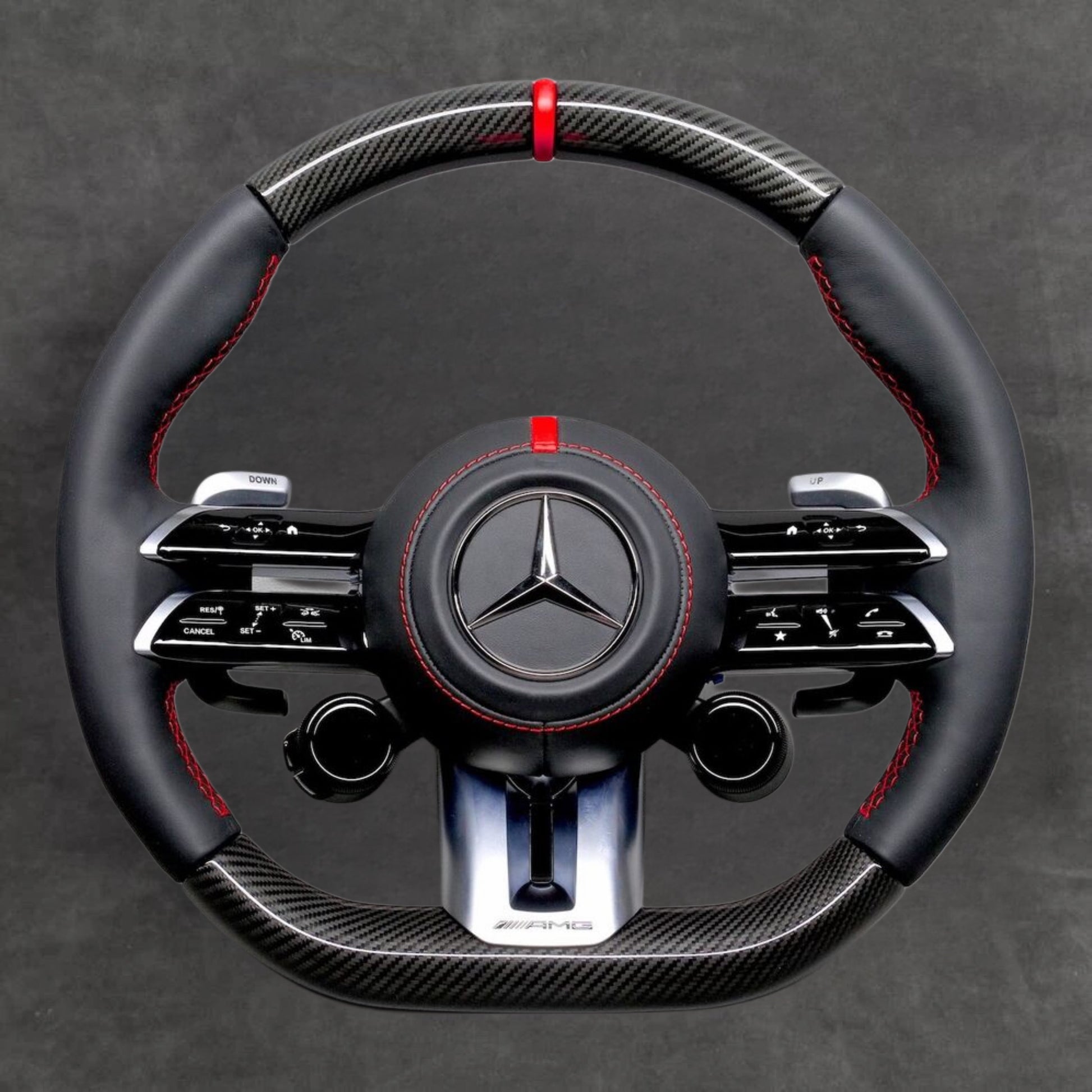 Carbon Fiber Steering Wheel Leather Mercedes Luxury Haptic AMG 2020+ Steeringwheels.cy