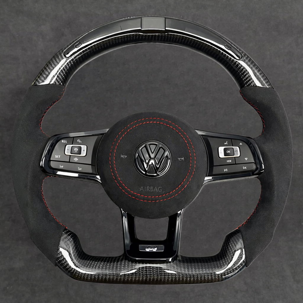 LED Carbon Fiber Steering Wheel Alcantara VOLKSWAGEN Steeringwheels.cy
