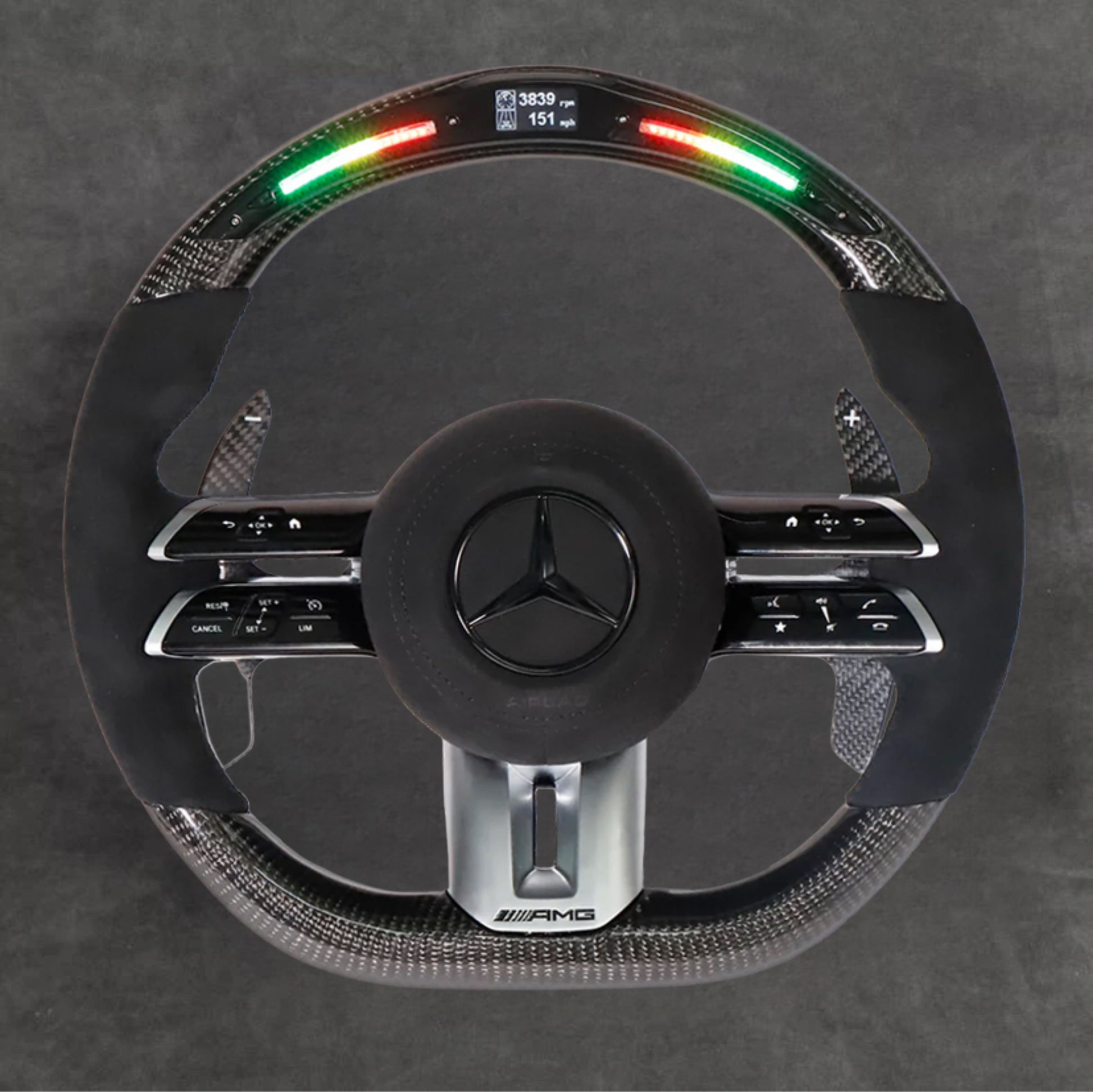 LED Carbon Fiber Steering Wheel Alcantara Mercedes Luxury Haptic AMG 2020+ Steeringwheels.cy