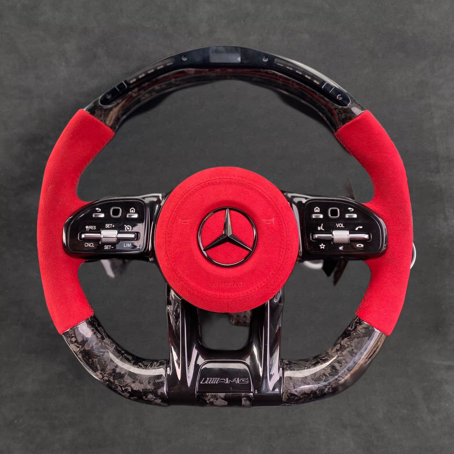 LED Forged Carbon Fiber AMG Performance Steering Wheel Alcantara Steeringwheels.cy