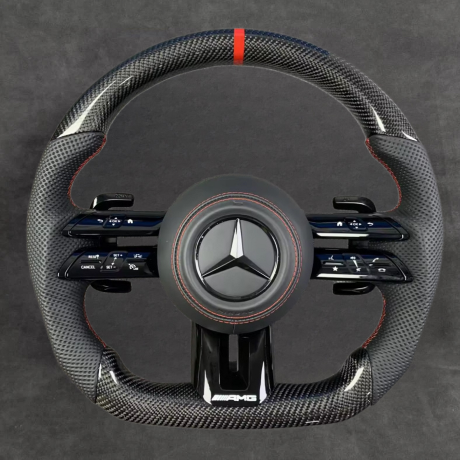 Carbon Fiber Steering Wheel Leather Mercedes Luxury Haptic AMG 2020+ Steeringwheels.cy
