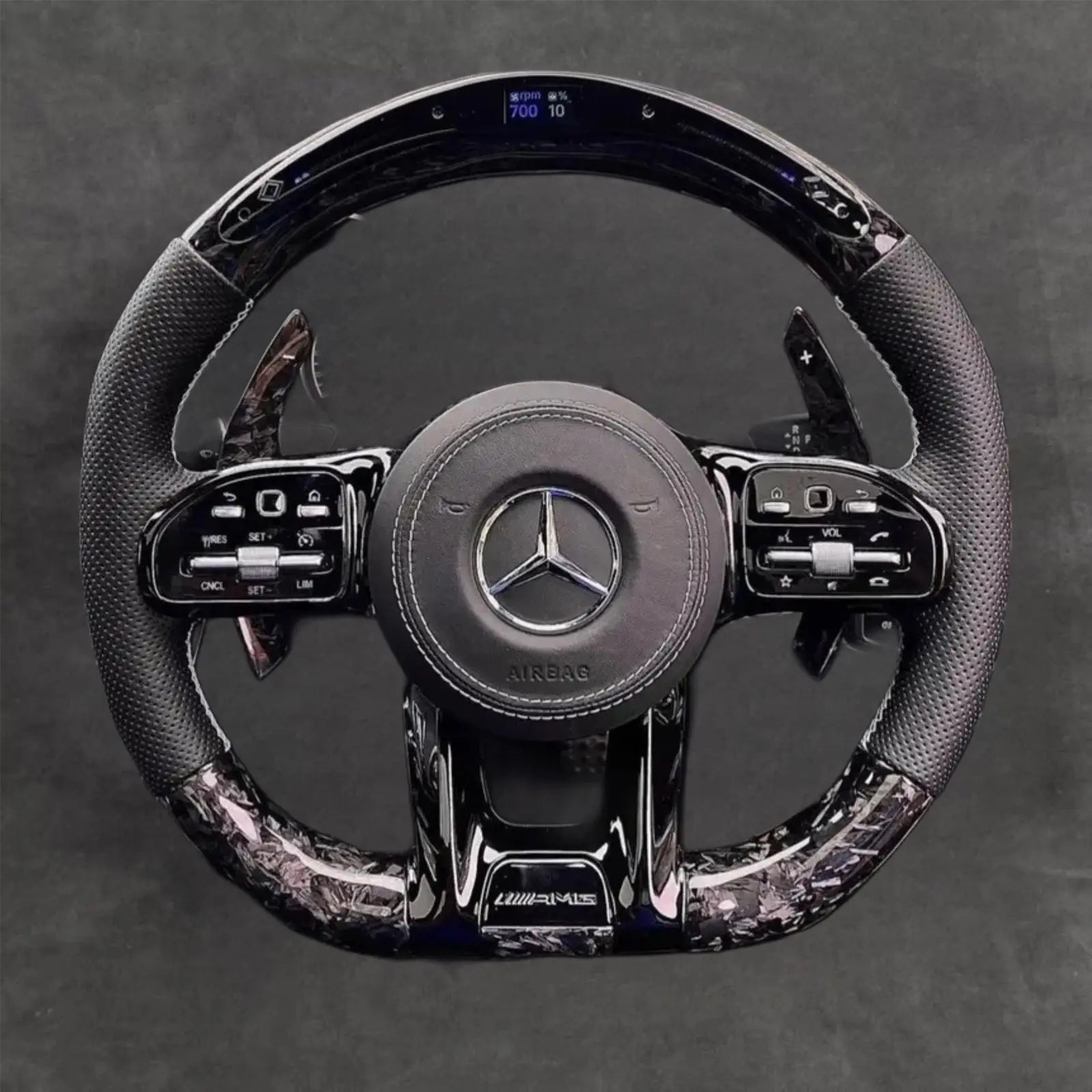 LED Forged Carbon Fiber AMG Performance Steering Wheel Leather Steeringwheels.cy