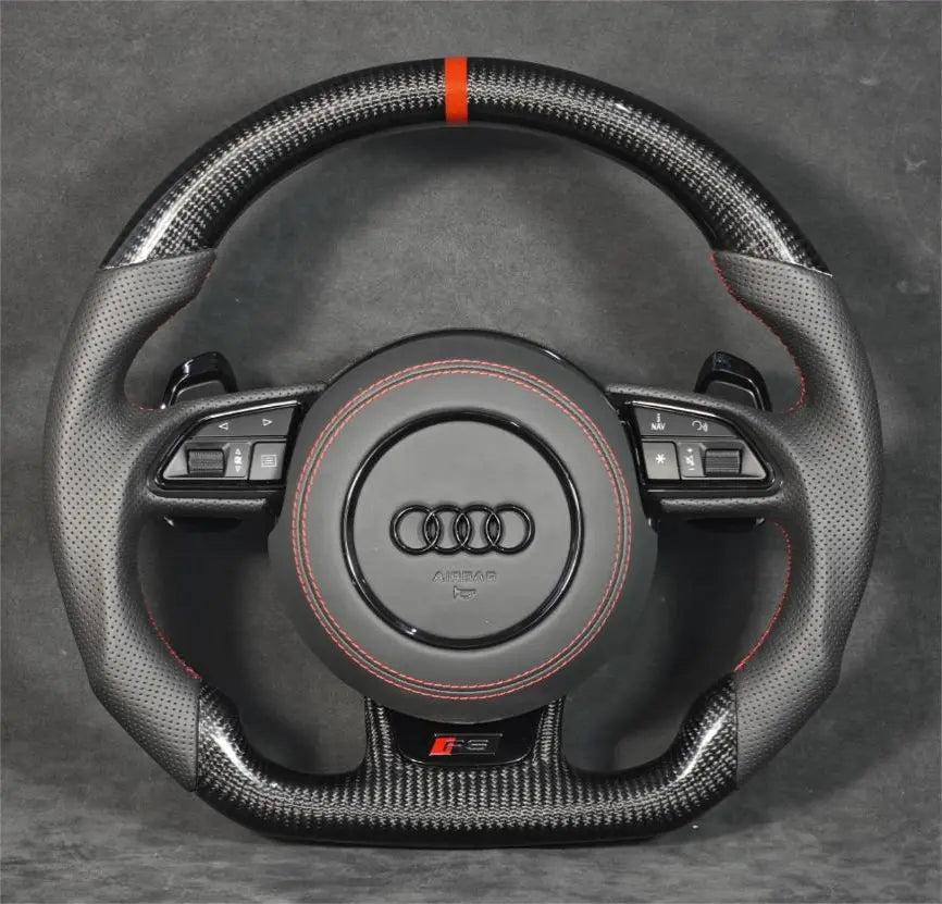 Red Edition Carbon Fiber Steering Wheel Leather A3/S3/RS3 Steeringwheels.cy